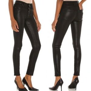 PAIGE Hoxton High Rise Ultra Skinny Black Luxe Coated Jeans